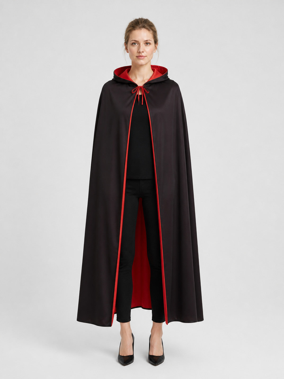 Black and Red Reversible Hooded Cloak for Cosplay