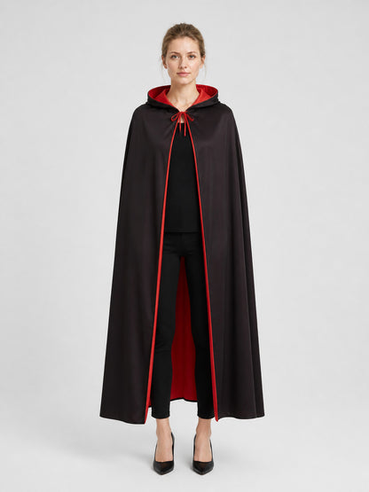 Black and Red Reversible Hooded Cloak for Cosplay