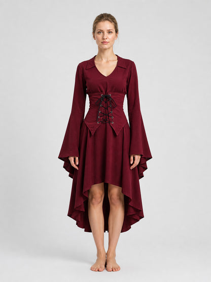 Shirt with Corset Lacing and Asymmetrical Hem on-model view