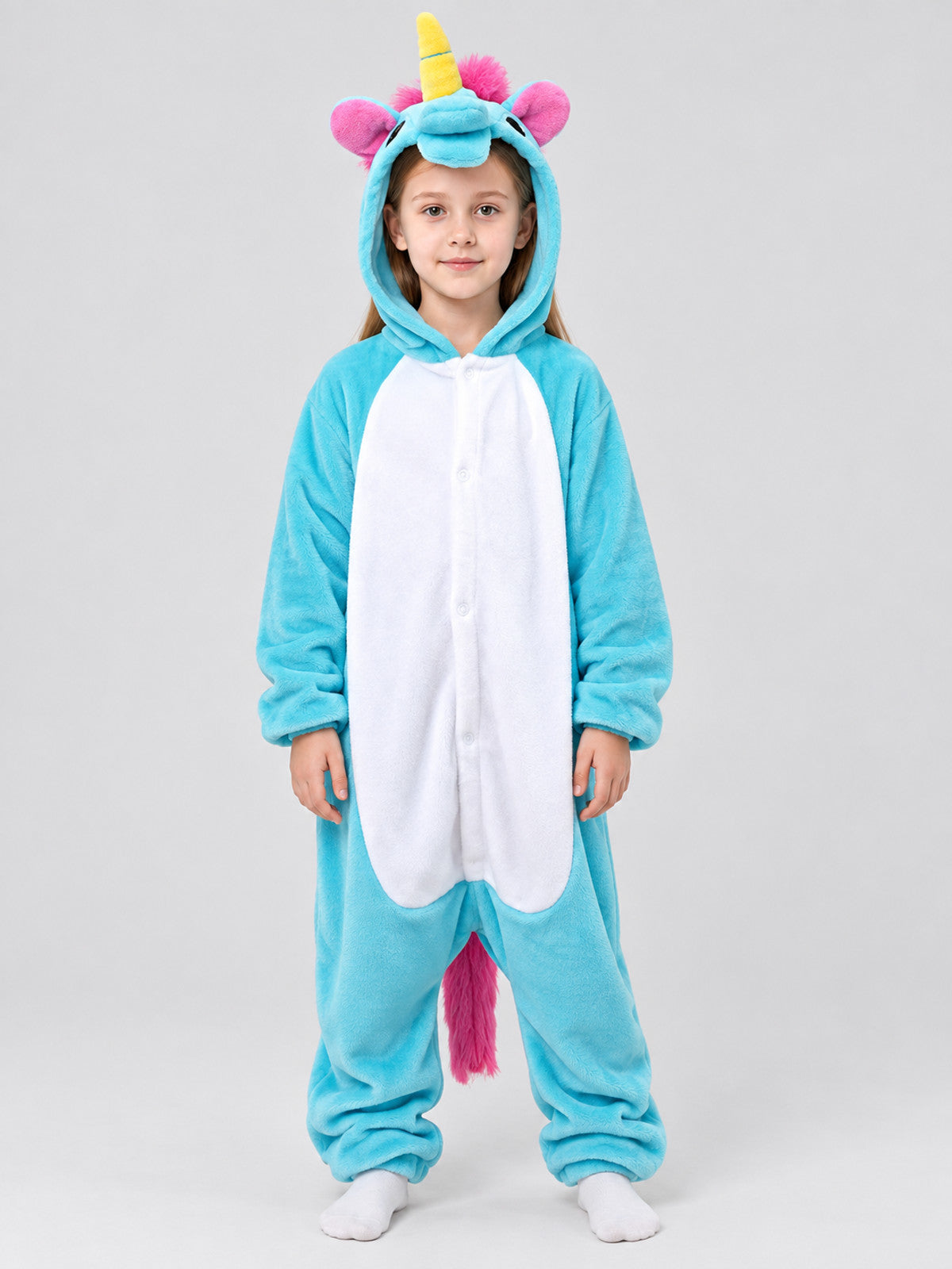 Kids' Flannel Hooded Unicorn Pajama Jumpsuit