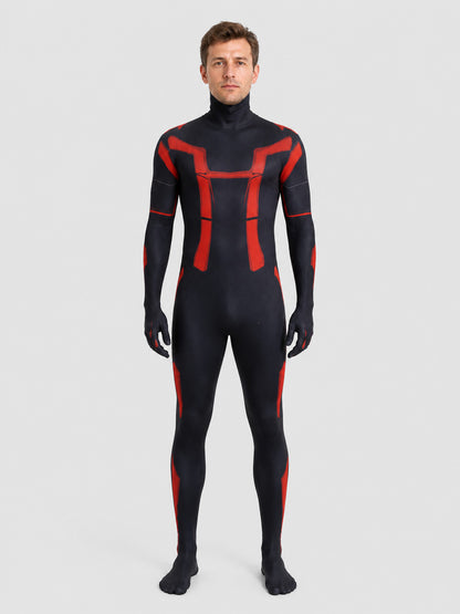 Tron 3 Cosplay Costume: Black and Red Jumpsuit on-model view