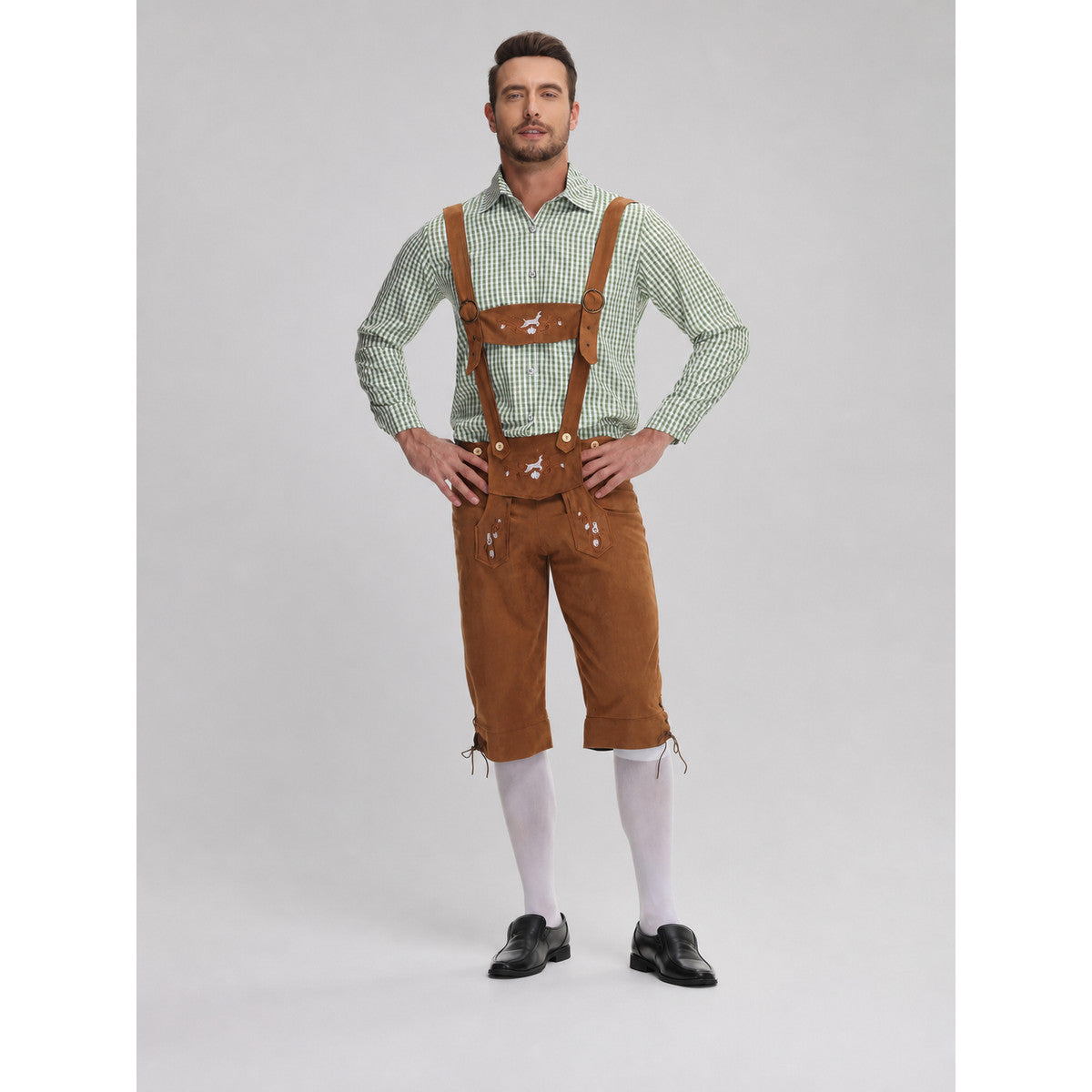 National Costume with Embroidered Details and Plaid Shirt