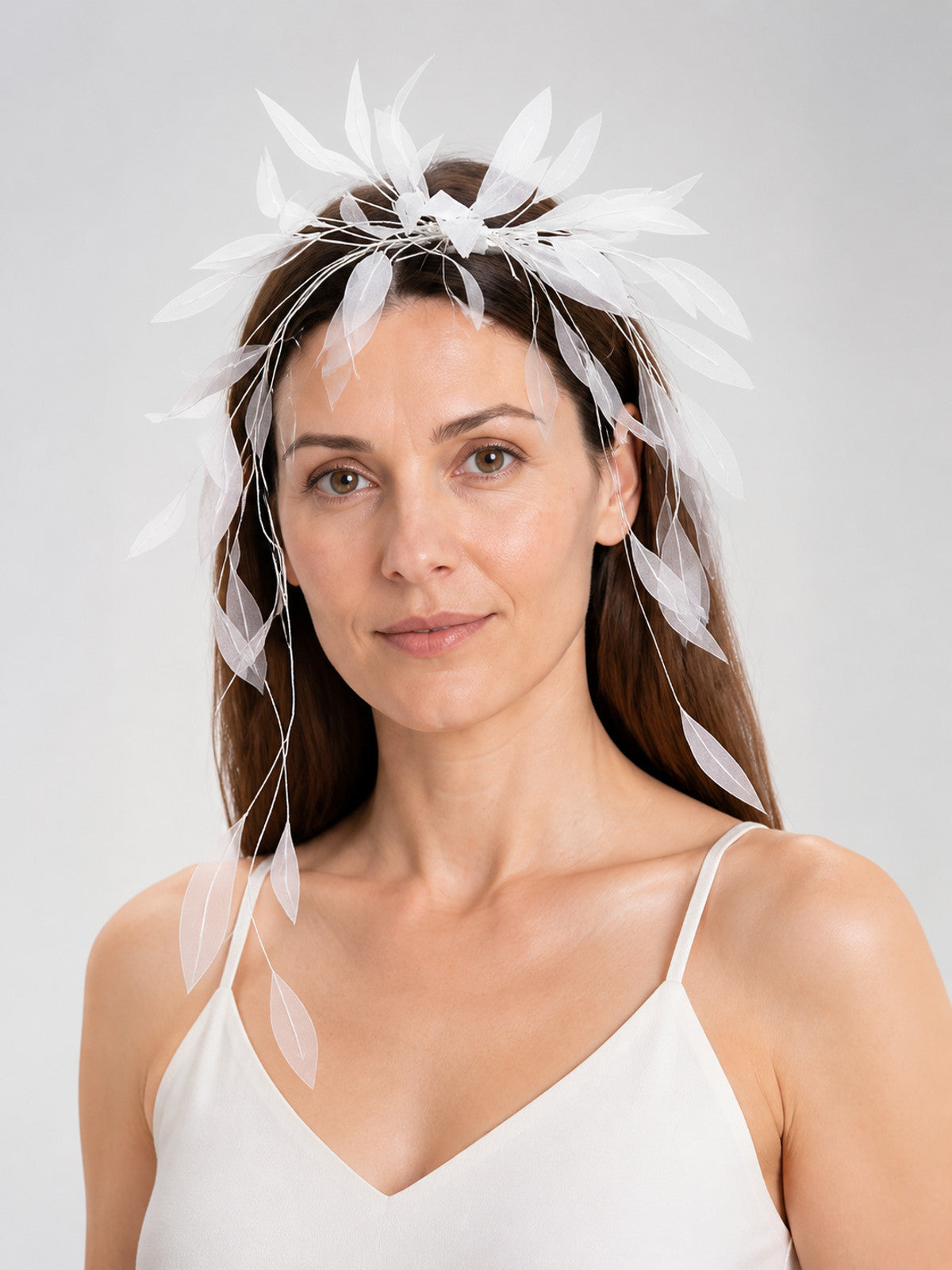 Carnival Headdress with White Leaves main product view
