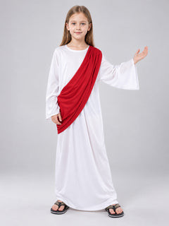 Carnival Costume with White Robe and Red Cape