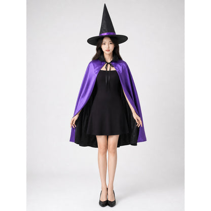Halloween Costume with Purple Cape and Hat