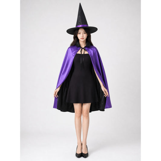 Halloween Costume with Purple Cape and Hat