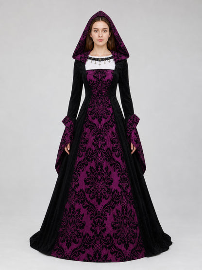 Gothic Hooded Dress with Full Skirt