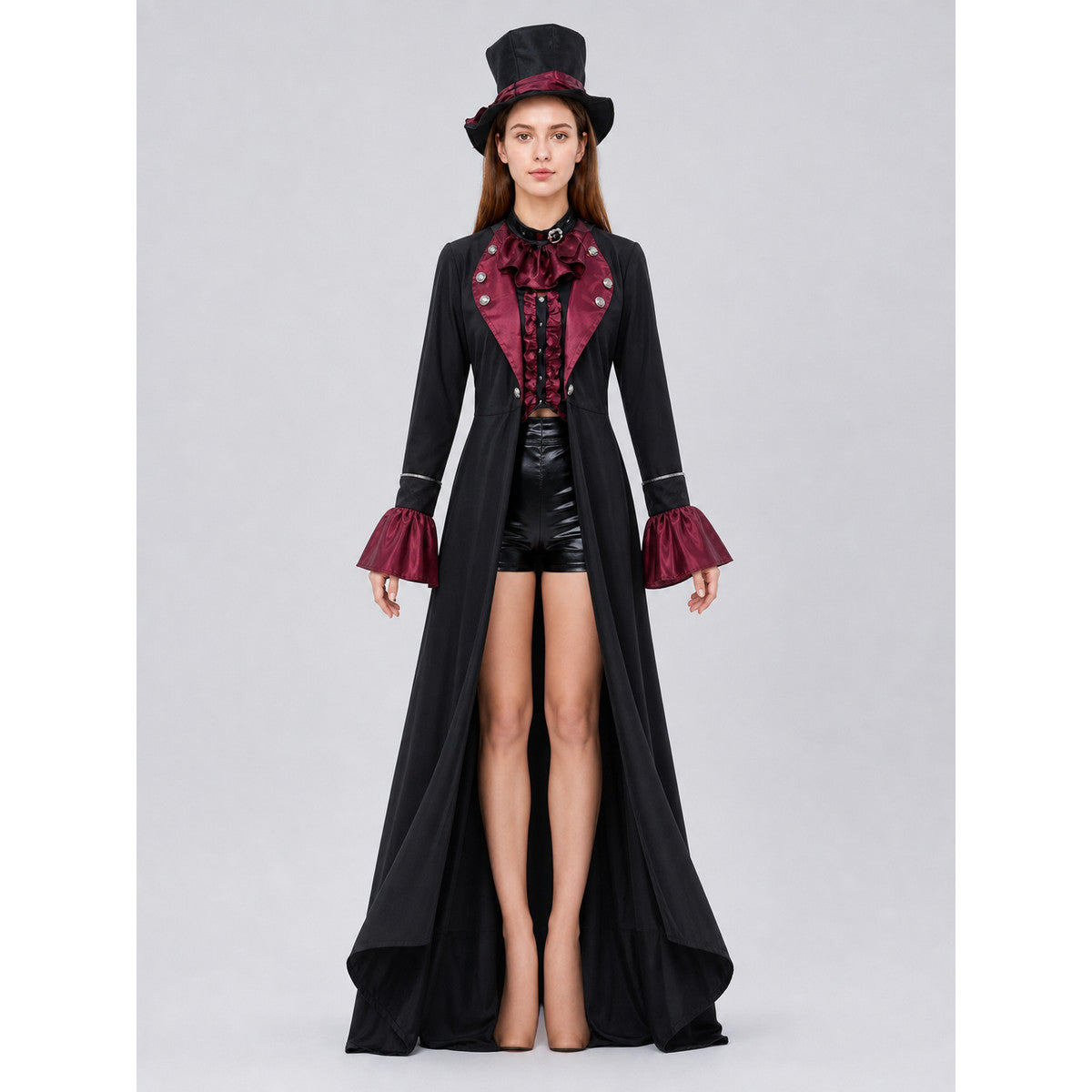 Gothic Vampire Costume with Top Hat for Halloween