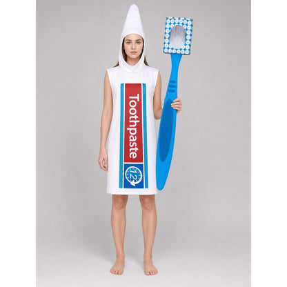 Toothpaste Cosplay Costume, White, Red, and Blue