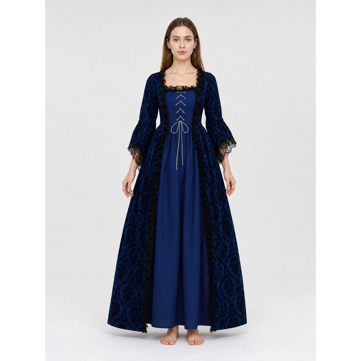 Medieval Dress with Lace and Full Skirt