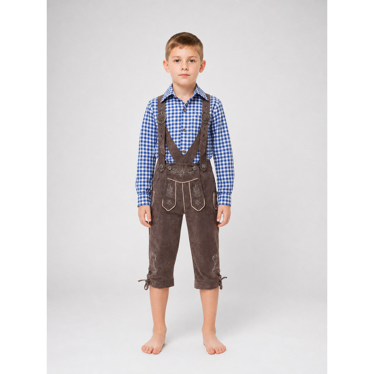 Oktoberfest Costume: Plaid Shirt and Pants front view