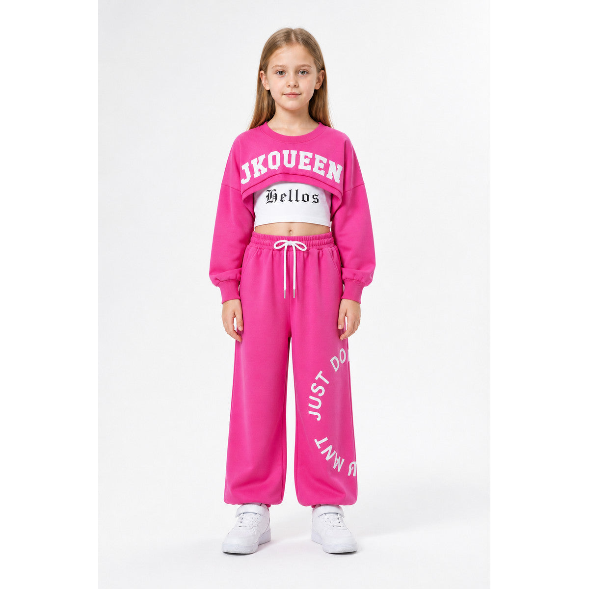 Children's outfit with a cropped top and sweatpants main product view