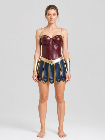 Roman God Cosplay Costume with Belt and Wrist Guards on-model view