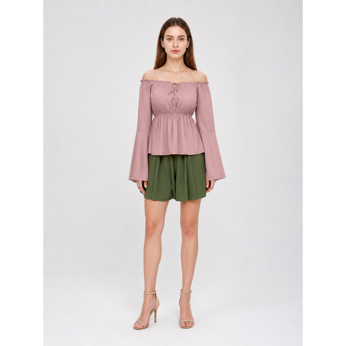Off-the-Shoulder Blouse with Long Sleeves