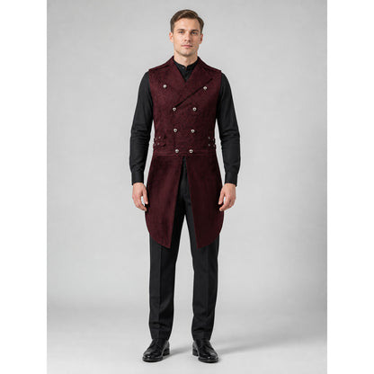 Victorian-Style Suit Vest, Wine on-model view