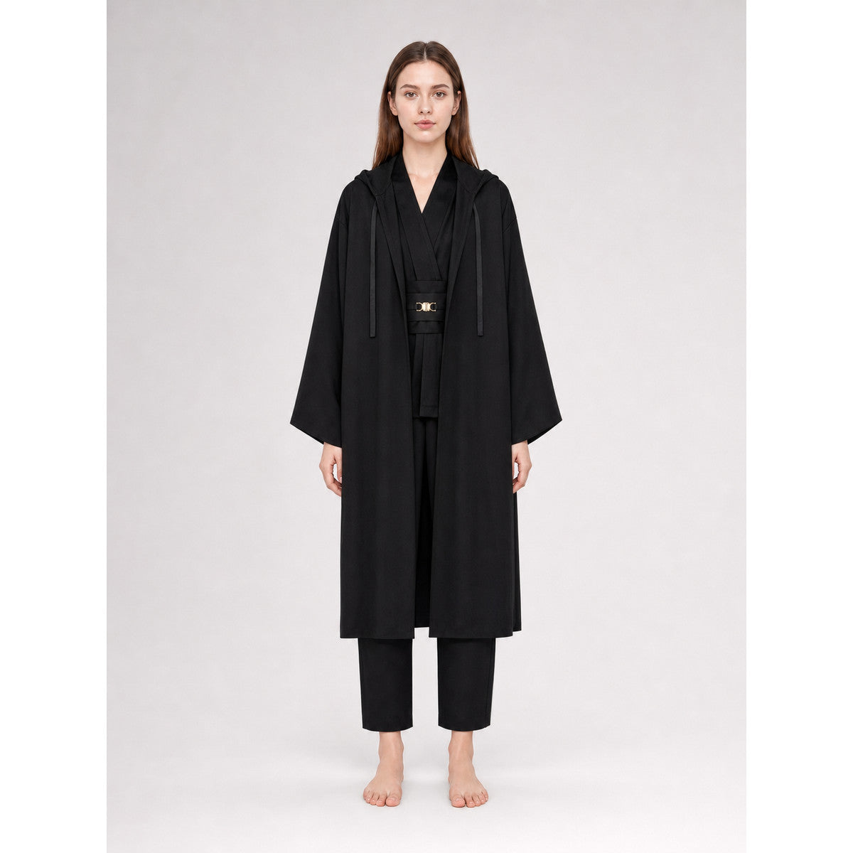 Cosplay Costume: Black Layered Outfit with Cloak