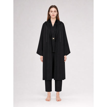 Cosplay Costume: Black Layered Outfit with Cloak