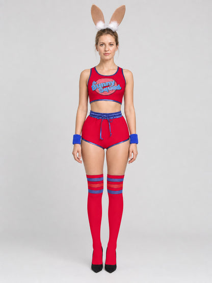 Bunny Stage Costume: Top, Shorts, and Headwear on-model view