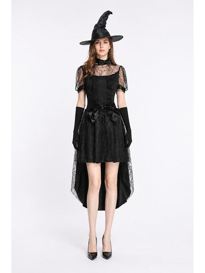 Witch Costume with Lace, an Asymmetrical Skirt, and Hat main product view