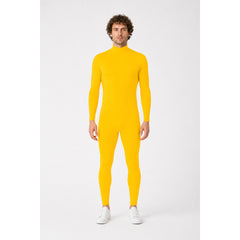 Yellow Tight-Fitting Zentai Jumpsuit with High Collar