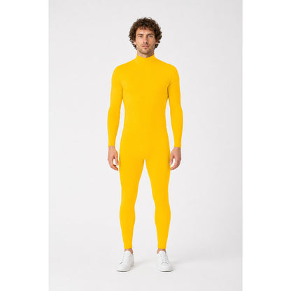 Yellow Tight-Fitting Zentai Jumpsuit with High Collar main product view