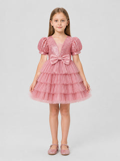Girls' Tutu Dress with Sequins, Tulle, and Bow
