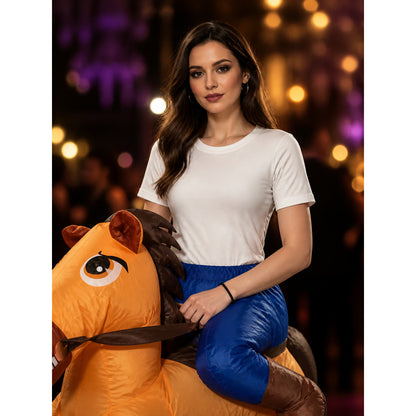 Inflatable Horse Costume, Funny Halloween Christmas Performance Outfit with on-model view