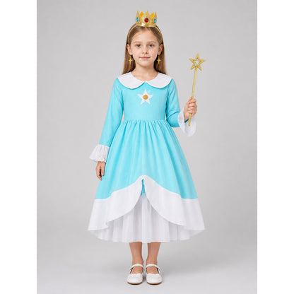 Princess Dress for Children with Crown and Star Wand on-model view