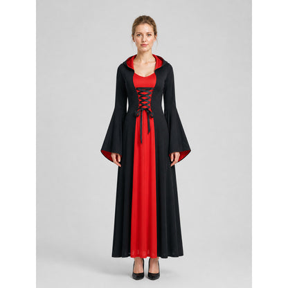 Carnival Costume: Long Black and Red Dress on-model view