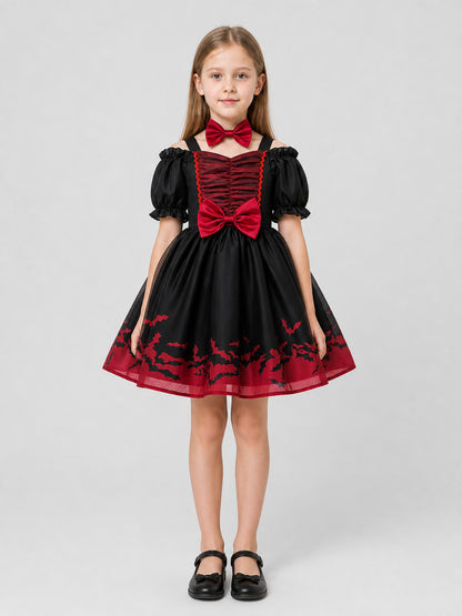 Princess Dress with Bats, Red and Black on-model view