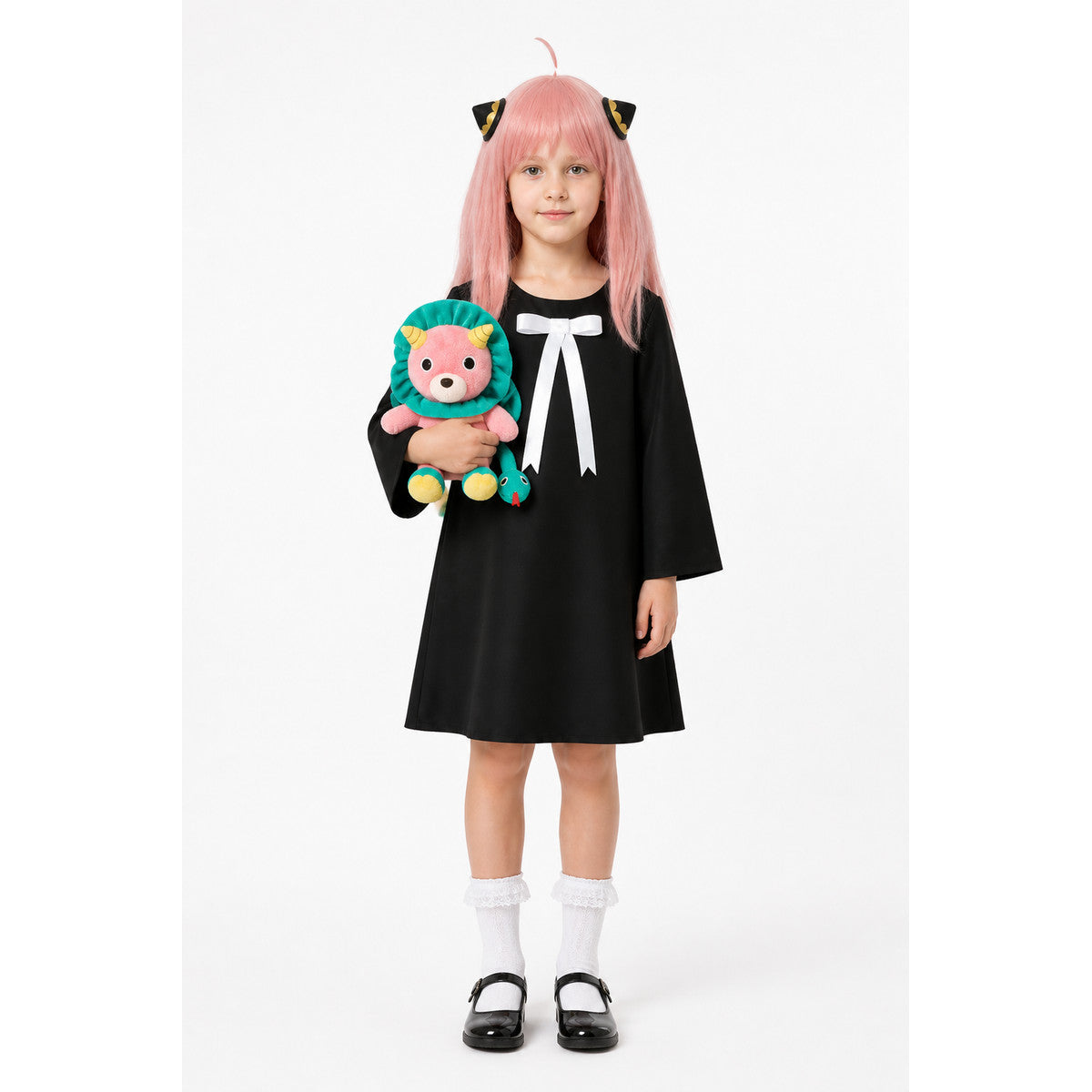 Anya Forger Cosplay Costume with Wig and Horns main product view