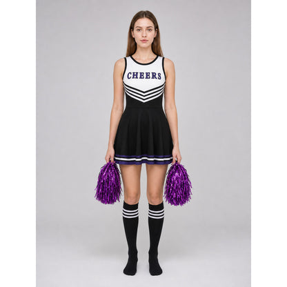 CHEERS Cheerleading Costume with Pom-Poms and Knee-High Socks