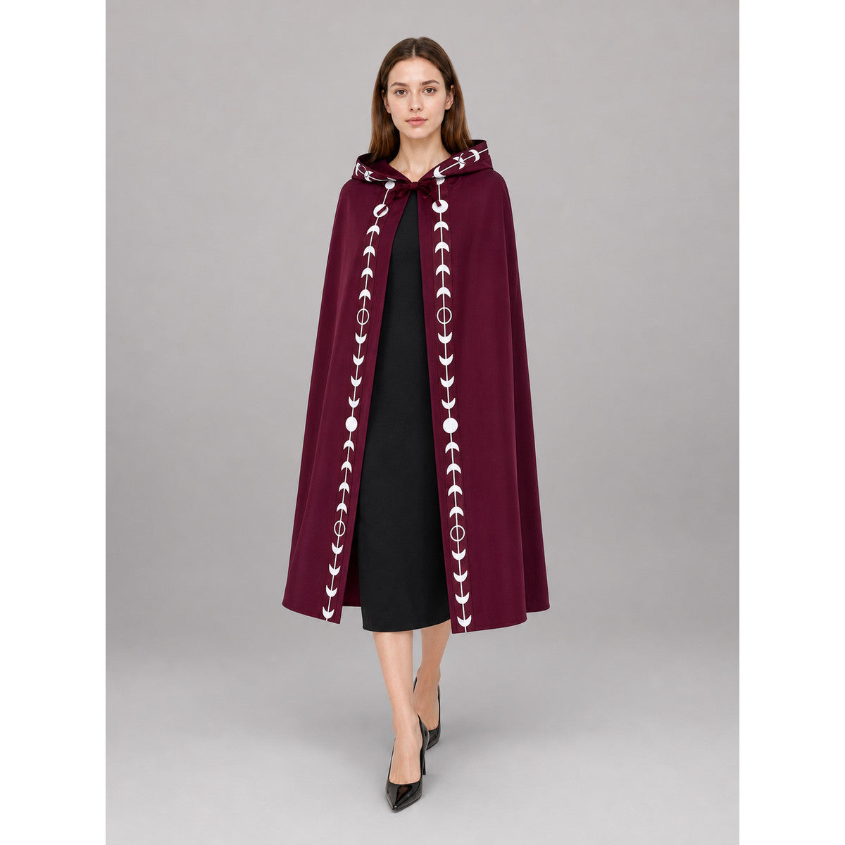 Burgundy Hooded Carnival Cloak