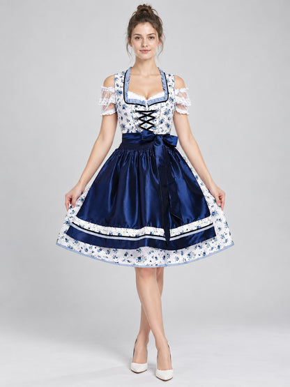 Bavarian-Style Dress for Oktoberfest with Apron