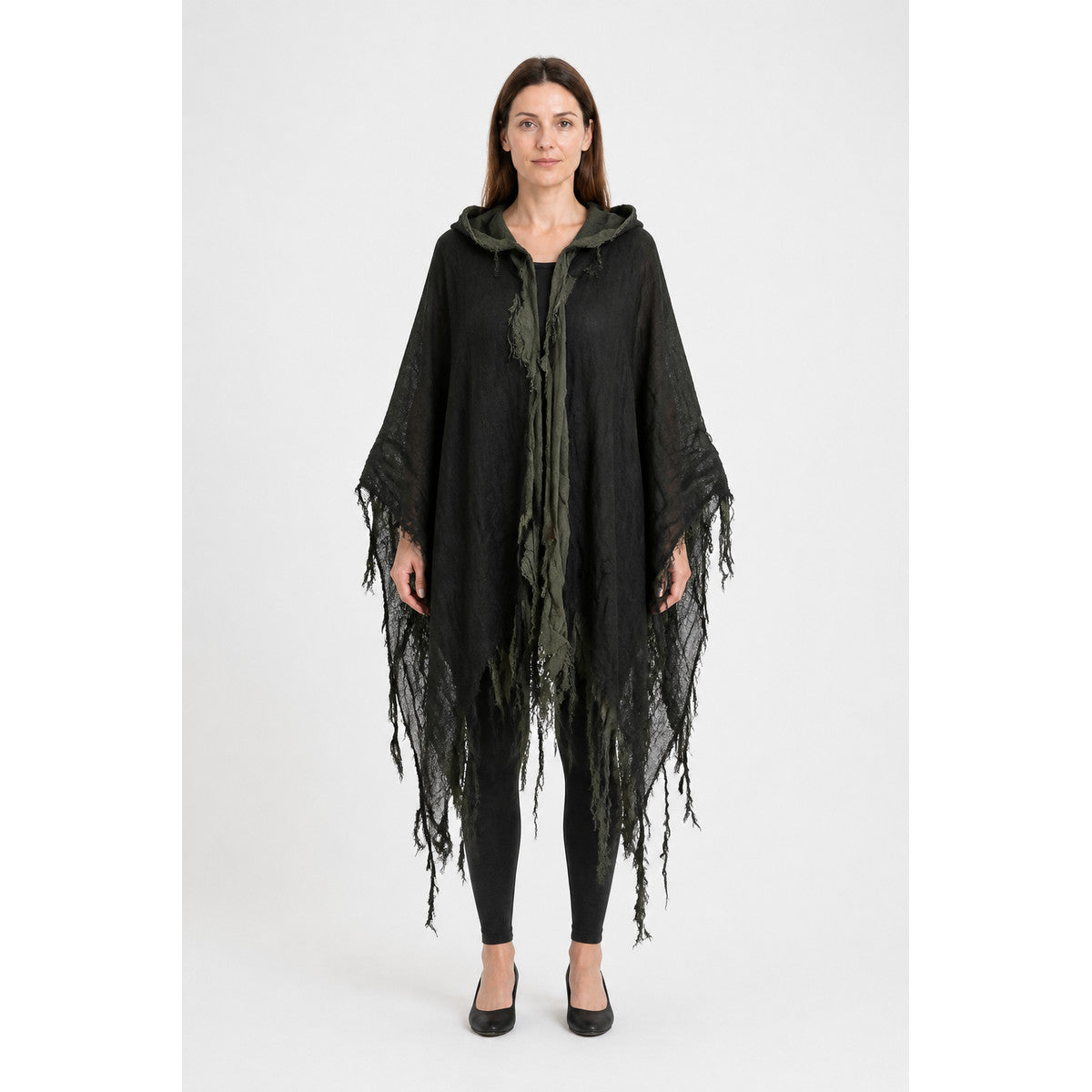 Cloak Cape with a Pointed Hood and Tattered Fringe main product view