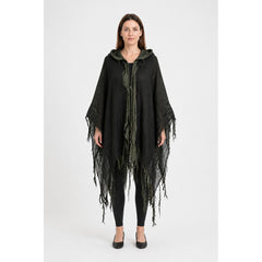 Cloak Cape with a Pointed Hood and Tattered Fringe