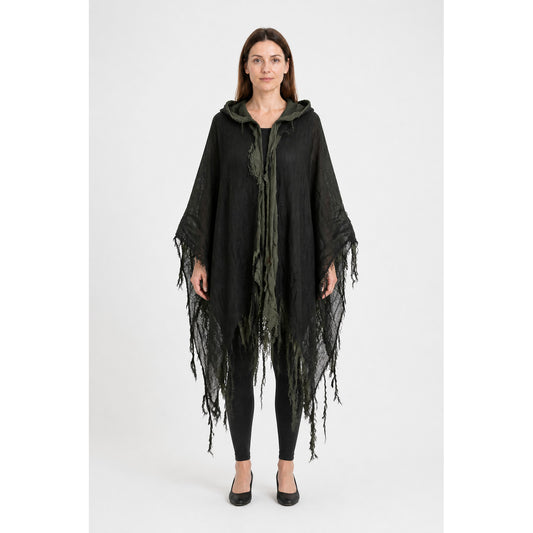 Cloak Cape with a Pointed Hood and Tattered Fringe main product view