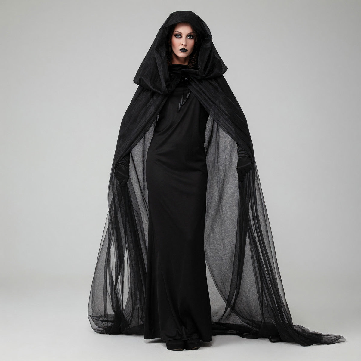 Black Gothic Cape with a Large Hood