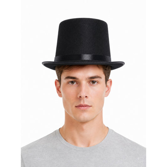 Black Carnival Top Hat with Wide Brim
