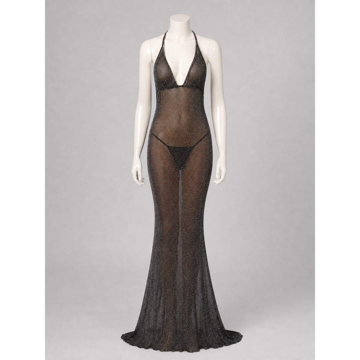Black Sheer Long Erotic Chemise