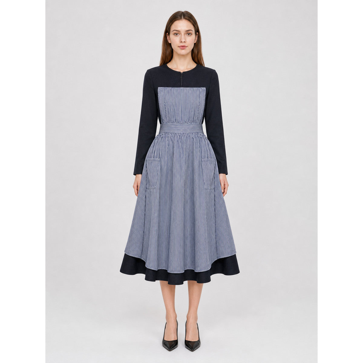 Maria Cosplay Dress, Long Sleeves, High Waist on-model view