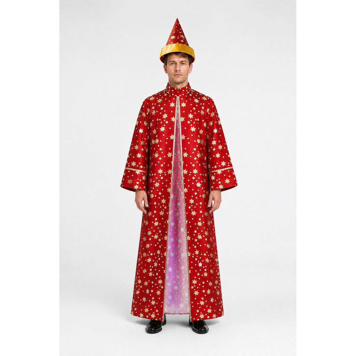 Wizard Costume with Robe and Star-Patterned Hat main product view