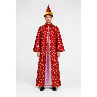 Wizard Costume with Robe and Star-Patterned Hat main product view