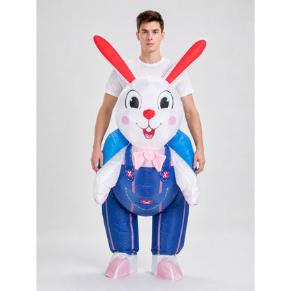 Inflatable Rabbit Costume with Blue Overalls