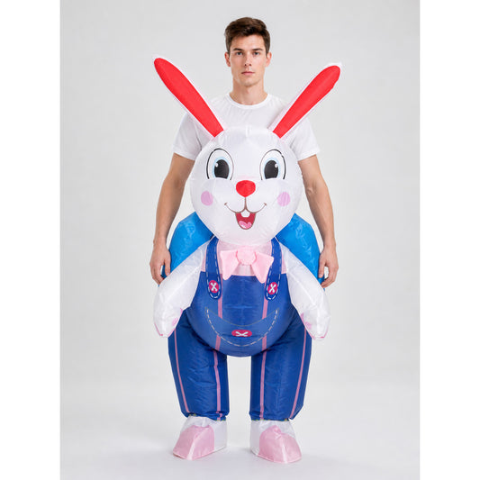 Inflatable Rabbit Costume with Blue Overalls