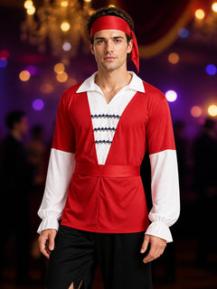 Retro Pirate Costume with White Collar for Costume Parties