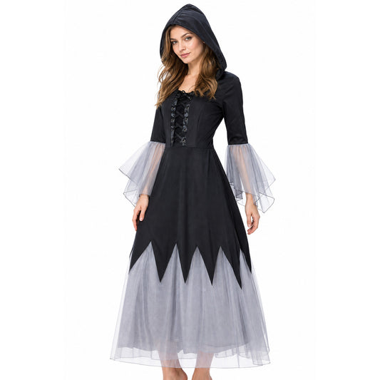 Witch-Style Hooded Costume Dress