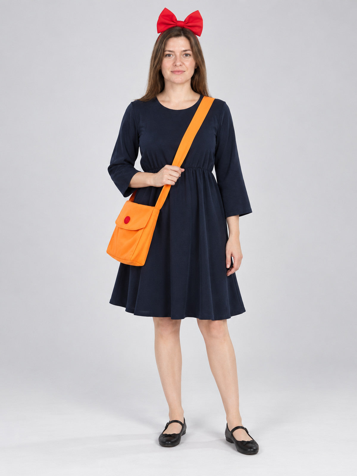 Witch Halloween Costume: Dark Blue Dress with Bow