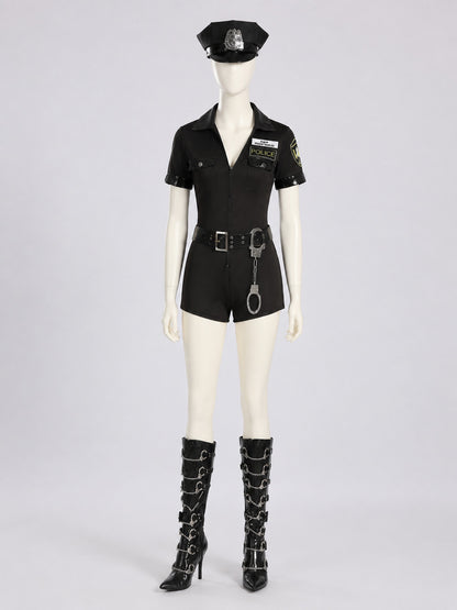 Halloween Police Jumpsuit with Shorts on-model view
