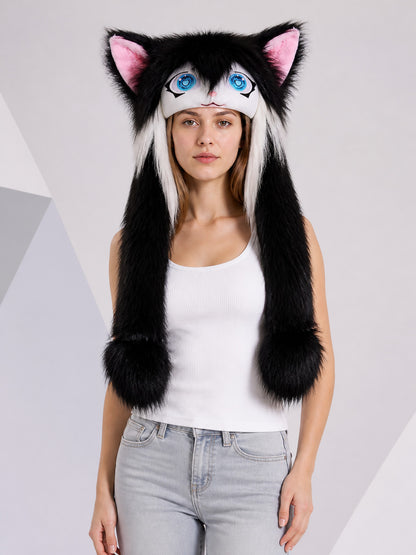 Black and White Cat Cosplay Mask for Halloween